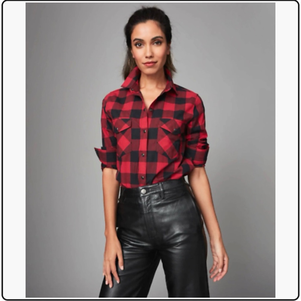 UNTUCKit Red and Black Plaid Shirt for Women